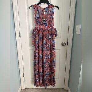 America and Beyond Persimmon Leaf Maxi Dress Coverup size S Retail $200